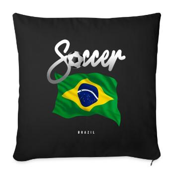 Brazil Soccer - Brazilian Flag - Sofa pillowcase 17,3'' x 17,3'' (45 x 45 cm) - black - Front