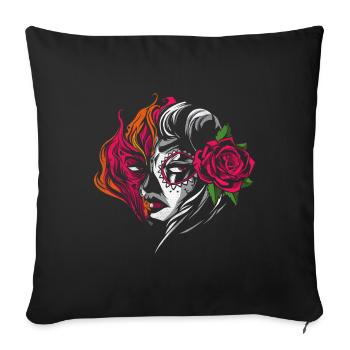 Halloween Rose Sugar Skull Muertos Dead - Sofa pillowcase 17,3'' x 17,3'' (45 x 45 cm) - black - Front