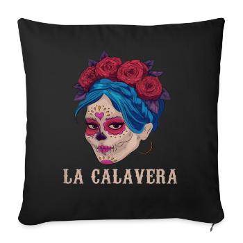 Os Halloween Fleur Sucre Crâne Muertos Jour Mort - Housse de coussin décorative 45 x 45 cm - noir - Devant