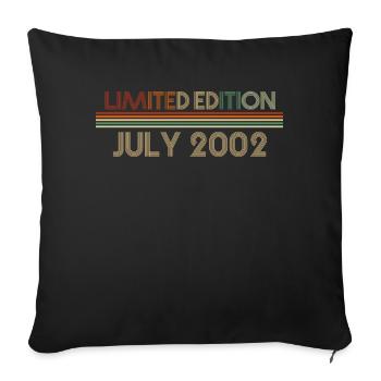 20. Geburtstag Juli Jahrgang 2002 Geschenkidee - Sofakissenbezug 45 x 45 cm - Schwarz - Vorne