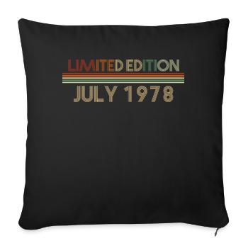 44ème anniversaire Juillet né 1978 Idée cadeau - Housse de coussin décorative 45 x 45 cm - noir - Devant