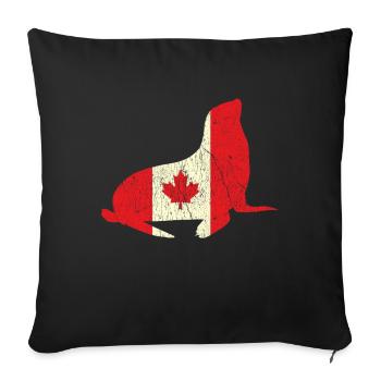 Seal Sea Canada Flag Fière fête canadienne du Canada - Housse de coussin décorative 45 x 45 cm - noir - Devant