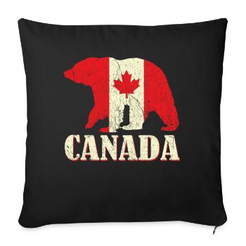 Bear Grizzly Canada Flag Proud Canadian Canada Day - Sofa pillowcase 17,3'' x 17,3'' (45 x 45 cm) - black - Front