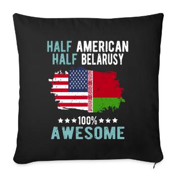 Half American Half Belarusian - Sofa pillowcase 17,3'' x 17,3'' (45 x 45 cm) - black - Front