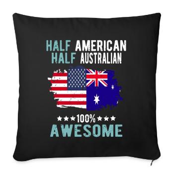Moitié américain moitié australien - Housse de coussin décorative 45 x 45 cm - noir - Devant