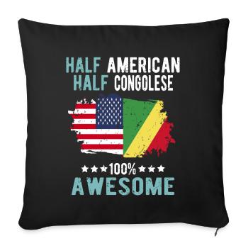 Halb Amerikaner Halb Kongolese - Sofakissenbezug 45 x 45 cm - Schwarz - Vorne