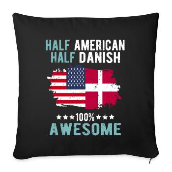 Half American Half Dane - Sofa pillowcase 17,3'' x 17,3'' (45 x 45 cm) - black - Front