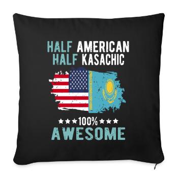 Moitié Américain Moitié Kazakh - Housse de coussin décorative 45 x 45 cm - noir - Devant