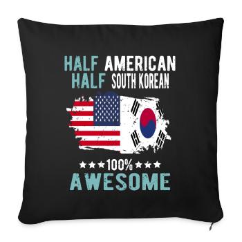 Half American Half South Korean - Sofa pillowcase 17,3'' x 17,3'' (45 x 45 cm) - black - Front