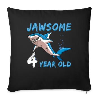 Naissance Né Âge 4 ans Mâchoire Awesome Shark - Housse de coussin décorative 45 x 45 cm - noir - Devant