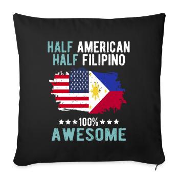 Moitié américain moitié philippin - Housse de coussin décorative 45 x 45 cm - noir - Devant