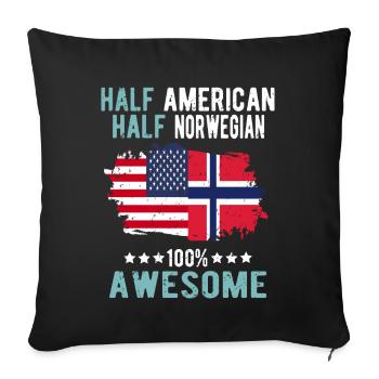 Half American Half Norwegian - Sofa pillowcase 17,3'' x 17,3'' (45 x 45 cm) - black - Front