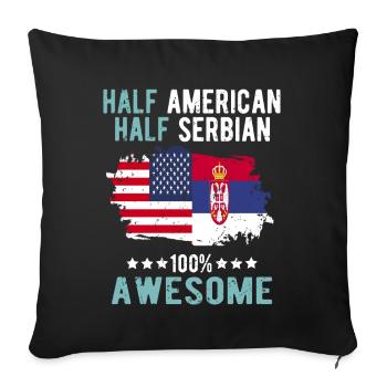 Moitié américain moitié serbe - Housse de coussin décorative 45 x 45 cm - noir - Devant