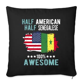 Moitié américain moitié sénégalais - Housse de coussin décorative 45 x 45 cm - noir - Devant