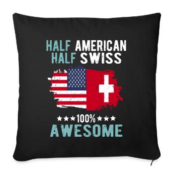 Half American Half Swiss - Sofa pillowcase 17,3'' x 17,3'' (45 x 45 cm) - black - Front