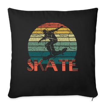 Planche de patinage rétro Skateboard vintage - Housse de coussin décorative 45 x 45 cm - noir - Devant