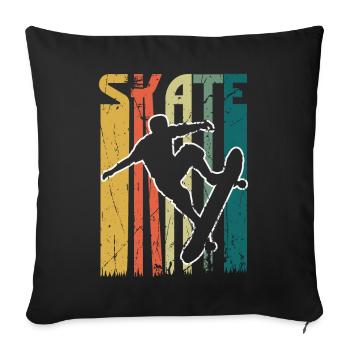 Vtintage Skate Skating Board Skateboard Rétro - Housse de coussin décorative 45 x 45 cm - noir - Devant
