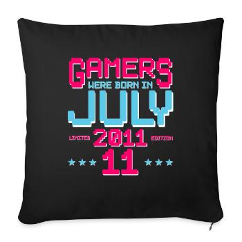 11th Birthday July Vintage 2011 Gamer - Sofa pillowcase 17,3'' x 17,3'' (45 x 45 cm) - black - Front