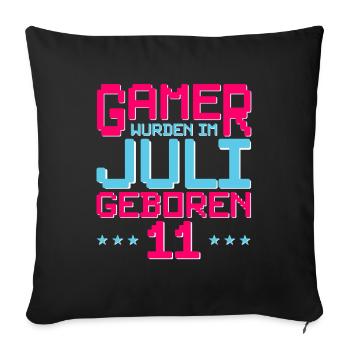 11. Geburtstag Juli Jahrgang 2011 Gamer - Sofakissenbezug 45 x 45 cm - Schwarz - Vorne