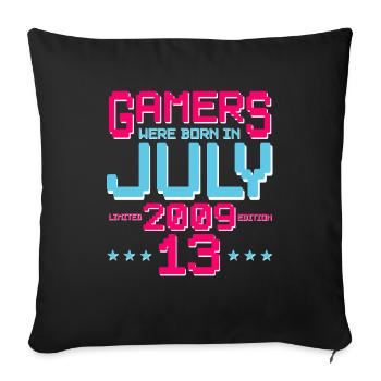 13th Birthday July Vintage 2009 Gamer - Sofa pillowcase 17,3'' x 17,3'' (45 x 45 cm) - black - Front