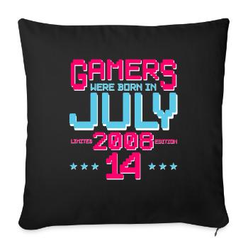 14. Geburtstag Juli Jahrgang 2008 Gamer - Sofakissenbezug 45 x 45 cm - Schwarz - Vorne