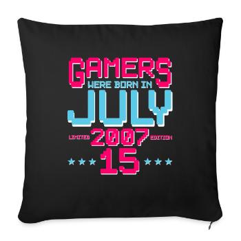 15ème Anniversaire Juillet Vintage 2007 Gamer - Housse de coussin décorative 45 x 45 cm - noir - Devant