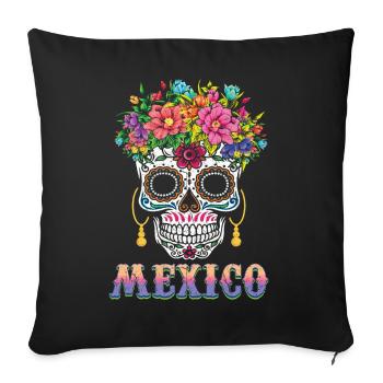 Mexico Halloween Muertos Day Of Dead Sugar Bone - Sofa pillowcase 17,3'' x 17,3'' (45 x 45 cm) - black - Front