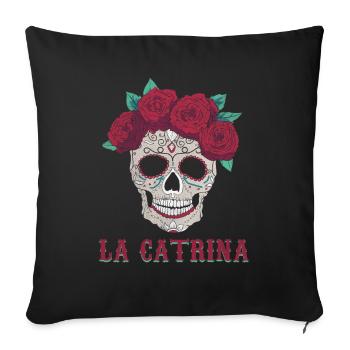 Rose Sugar Muertos Day Dead Halloween - Sofa pillowcase 17,3'' x 17,3'' (45 x 45 cm) - black - Front