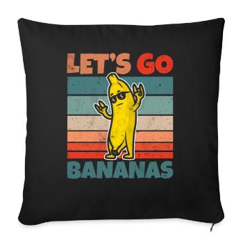 Retro Vintage Let's Bananas Funny Rocker Banana - Sofa pillowcase 17,3'' x 17,3'' (45 x 45 cm) - black - Front