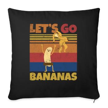 Retro Let's Bananas Funny Strip Banana - Sofa pillowcase 17,3'' x 17,3'' (45 x 45 cm) - black - Front