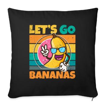 Vintage Let's Bananas Funny Peace Banana - Sofa pillowcase 17,3'' x 17,3'' (45 x 45 cm) - black - Front
