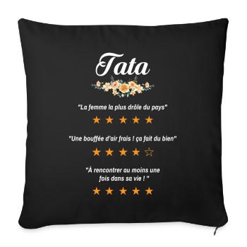 tata citation fleurs critique film drôle tante - Housse de coussin décorative 45 x 45 cm - noir - Devant