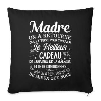Meilleur cadeau maman ciel et terre drôle madre - Housse de coussin décorative 45 x 45 cm - noir - Devant