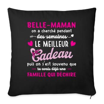 Meilleur cadeau belle maman citation coeur ruban - Housse de coussin décorative 45 x 45 cm - noir - Devant