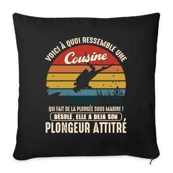 cousine pratiquante plongée sous marine plongeur - Housse de coussin décorative 45 x 45 cm - noir - Devant