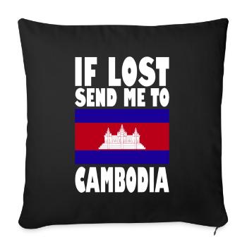 Drapeau du Cambodge Disant - Housse de coussin décorative 45 x 45 cm - noir - Devant
