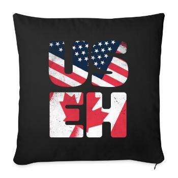 Drapeau américain du Canada américain Fier Fête du Canada canadien - Housse de coussin décorative 45 x 45 cm - noir - Devant