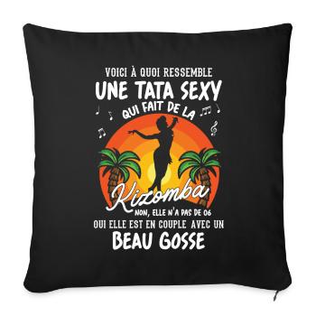 tata danseuse kizomba sexy couple BG amour tante - Housse de coussin décorative 45 x 45 cm - noir - Devant