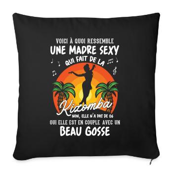 madre danseuse kizomba sexy couple BG amour - Housse de coussin décorative 45 x 45 cm - noir - Devant