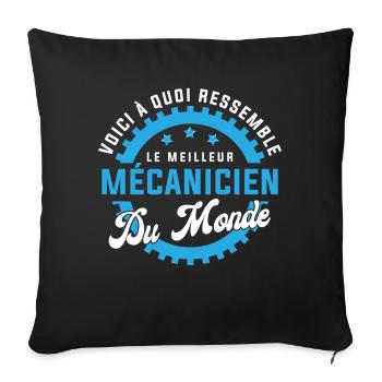 Cadeau humour meilleur mécanicien monde drôle - Housse de coussin décorative 45 x 45 cm - noir - Devant