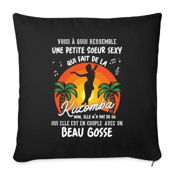 petite soeur danseuse kizomba sexy couple BG amour - Housse de coussin décorative 45 x 45 cm - noir - Devant