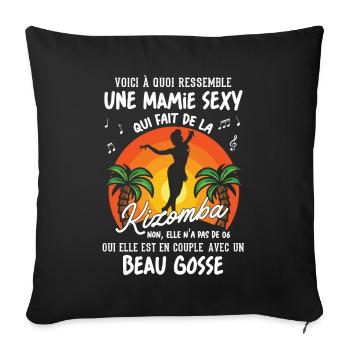 mamie danseuse kizomba sexy couple BG amour mémé - Housse de coussin décorative 45 x 45 cm - noir - Devant