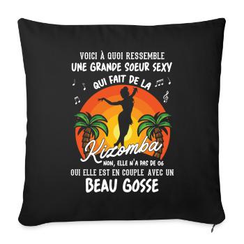 grande soeur danseuse kizomba sexy couple BG amour - Housse de coussin décorative 45 x 45 cm - noir - Devant