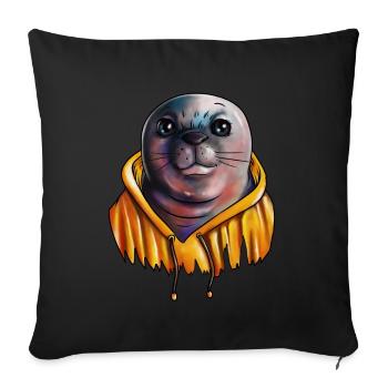 Kids Seal Holiday Sea Northern Germany North Sea - Sofa pillowcase 17,3'' x 17,3'' (45 x 45 cm) - black - Front