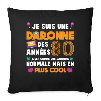 maman daronne rétro années 80 lunettes cassettes - Housse de coussin décorative 45 x 45 cm - noir - Devant