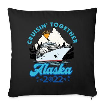 Croisière Cruisin Together 2022 en Alaska - Housse de coussin décorative 45 x 45 cm - noir - Devant