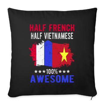 Half French Half Vietnamese - Sofa pillowcase 17,3'' x 17,3'' (45 x 45 cm) - black - Front