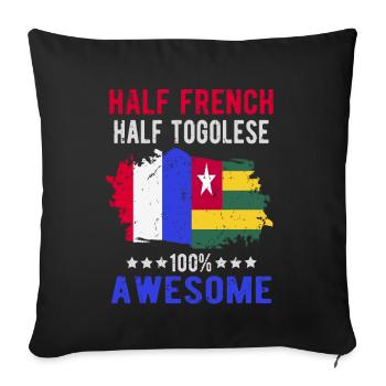 Moitié Français moitié tongolese - Housse de coussin décorative 45 x 45 cm - noir - Devant