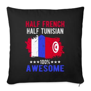 Moitié Français moitié tunisien - Housse de coussin décorative 45 x 45 cm - noir - Devant