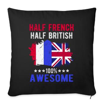 Moitié Français moitié britannique - Housse de coussin décorative 45 x 45 cm - noir - Devant